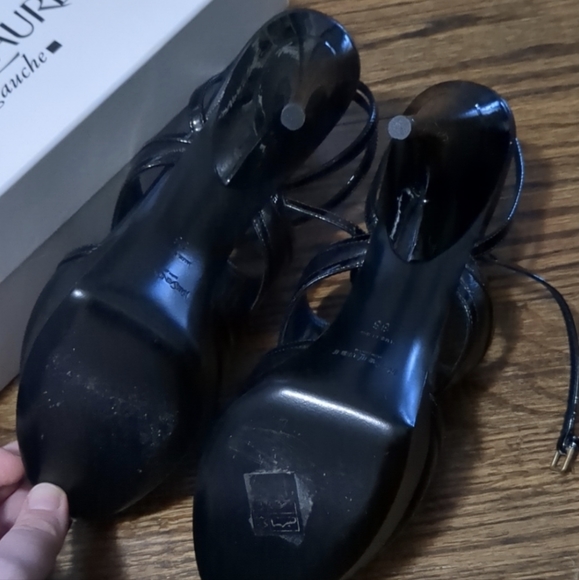 YSL black strappy platform heels. Condition shown in photos. - Picture 3 of 10